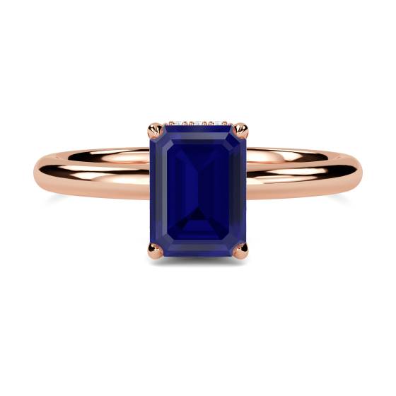 Radiant Blue Sapphire Gemstone Halo Ring