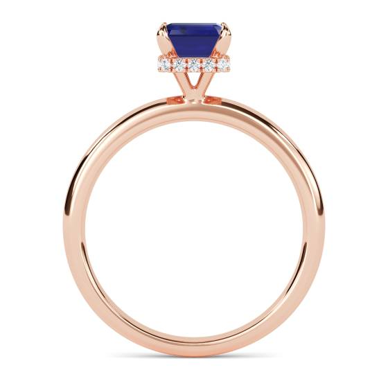 Radiant Blue Sapphire Gemstone Halo Ring
