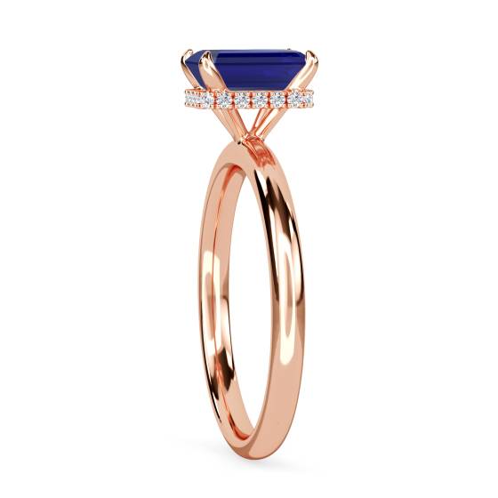 Radiant Blue Sapphire Gemstone Halo Ring