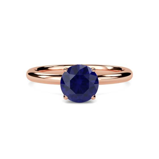 Round Blue Sapphire Gemstone Halo Ring