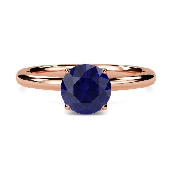 Round Blue Sapphire Gemstone Halo Ring