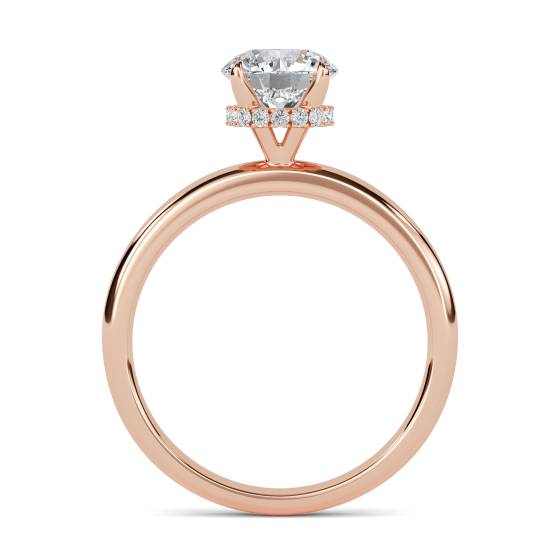 Round Diamond High Set Hidden Halo Ring