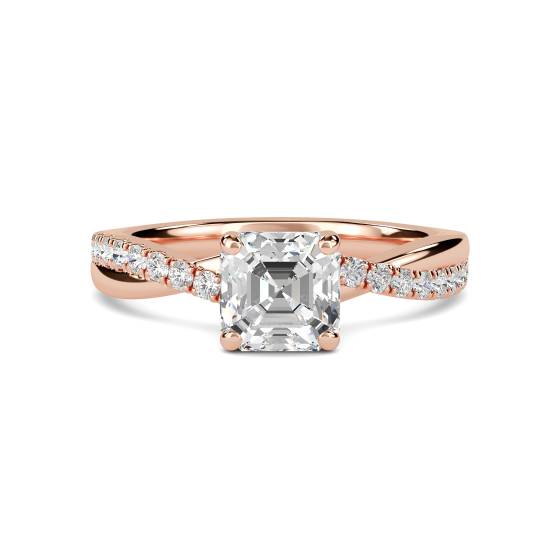 Infinity Asscher Shoulder Set Diamond Engagement Ring
