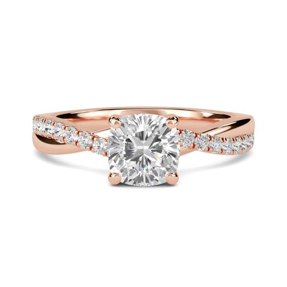 Infinity Cushion Shoulder Set Diamond Engagement Ring