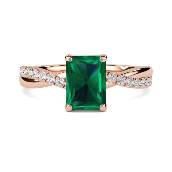 Fancy Emerald Green Radiant Diamond Shoulder Set Ring