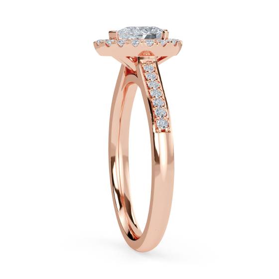 Pear Diamond Single Halo Shoulder Set Ring