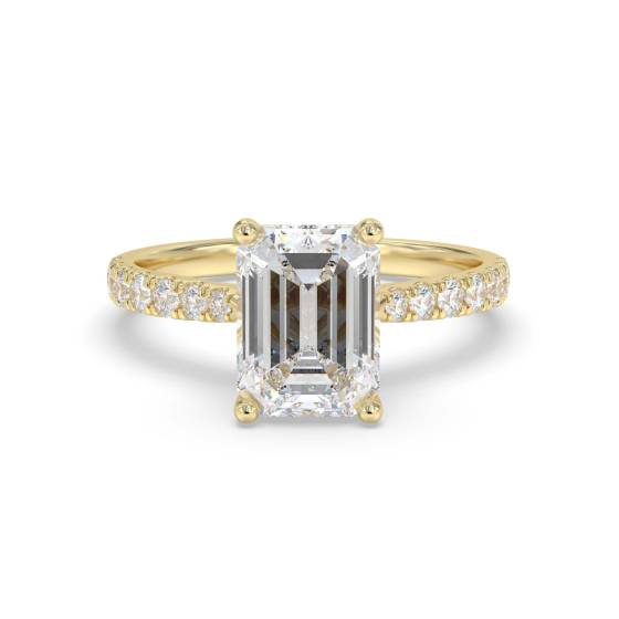 Emerald Shoulder Set Diamond Engagement Ring