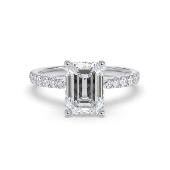 Emerald Shoulder Set Diamond Engagement Ring