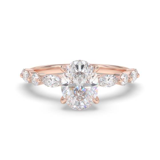 Oval Diamond Shoulder Set Ring