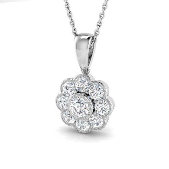 Round Labgrown Diamond Cluster Pendant