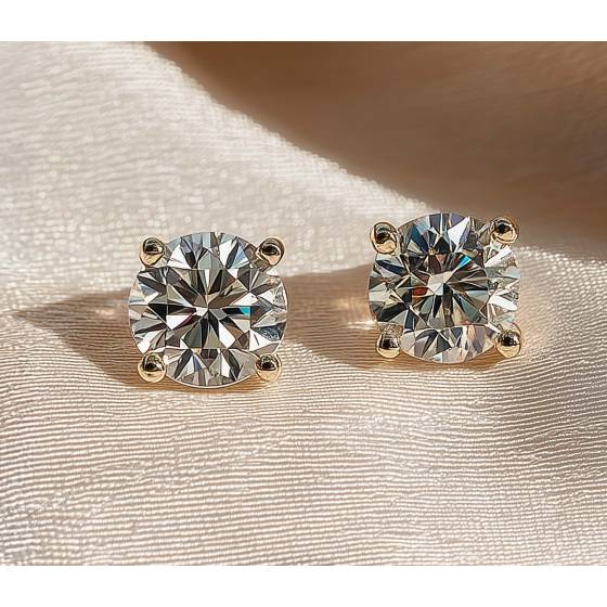 Classic Round Diamond Stud Earrings