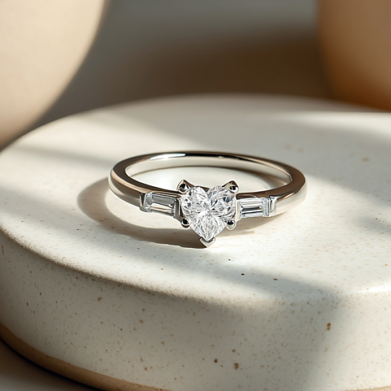 Modern Heart & Baguette Diamond Trilogy Ring