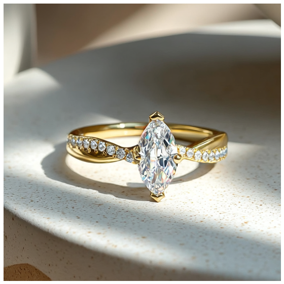 Infinity Marquise & Round Diamond Engagement Ring