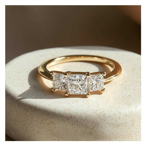 Tapered Band Princess Diamond Trilogy Ring
