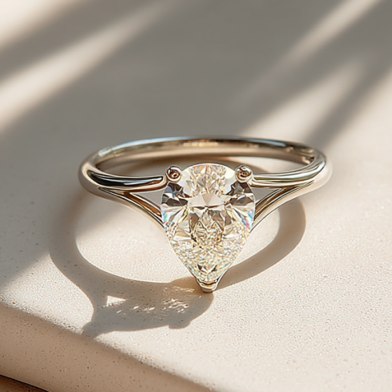Unique Modern Pear Diamond Engagement Ring