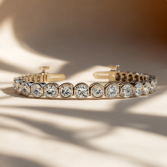 Modern Round Diamond Bezel Set Tennis Bracelet