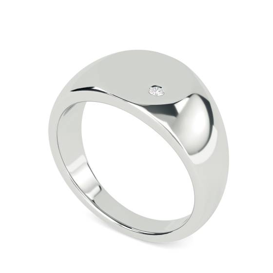 Round Diamond Gents Oval Signet Ring