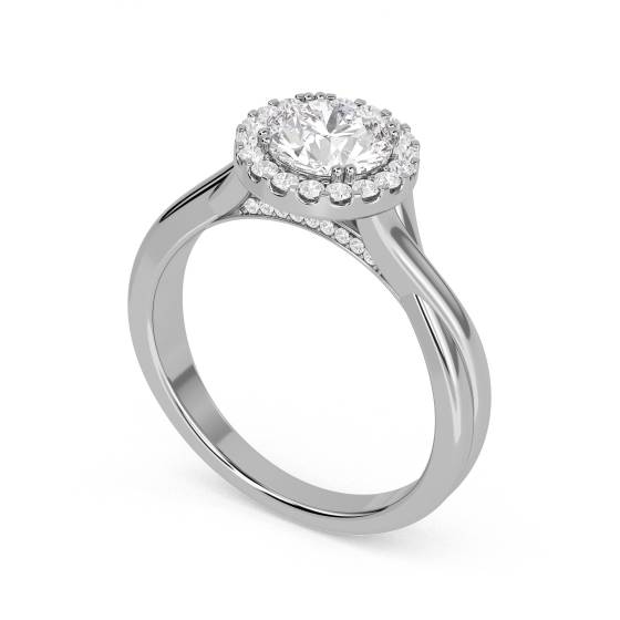 Twist Round Diamond Single Halo Ring