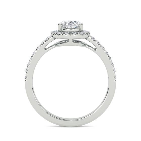 Oval Diamond Single Halo Shoulder Set Ring
