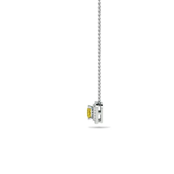 Fancy Yellow Cushion Diamond Halo Pendant