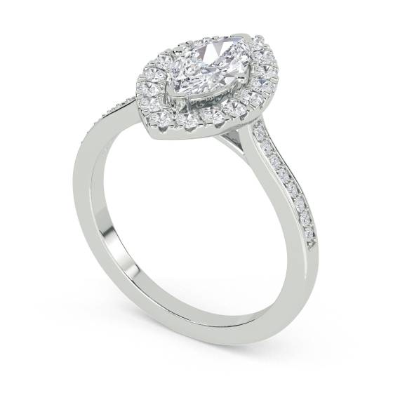 Marquise Diamond Single Halo Shoulder Set Ring