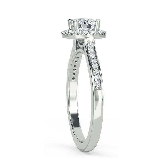 Round Diamond Single Halo Shoulder Set Ring