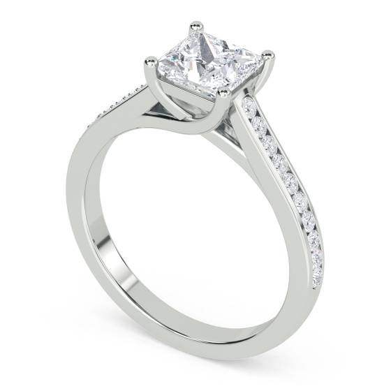 Princess Diamond Shoulder Set Ring