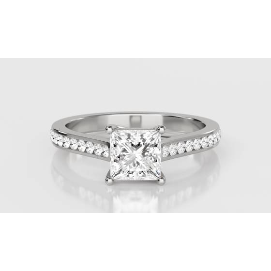 Princess Diamond Shoulder Set Ring