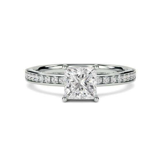 Unique Princess & Round Diamond Engagement Ring