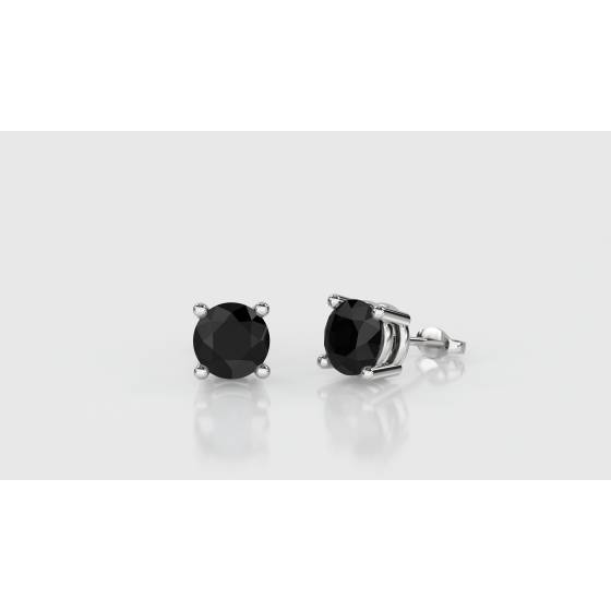 Round Black Diamond Earrings