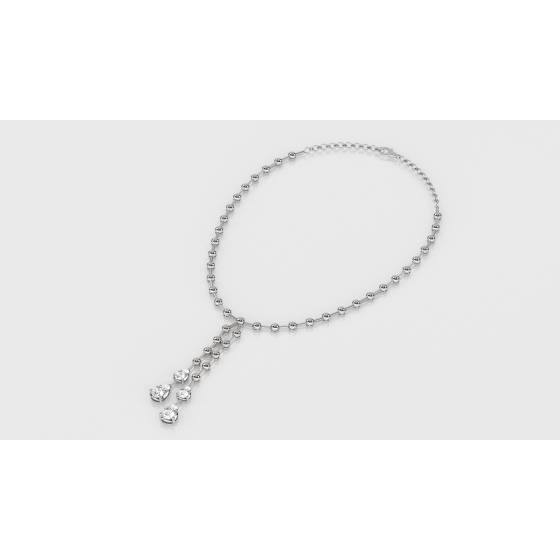 1.55ct Elegant Round Diamond Two Drop Necklace