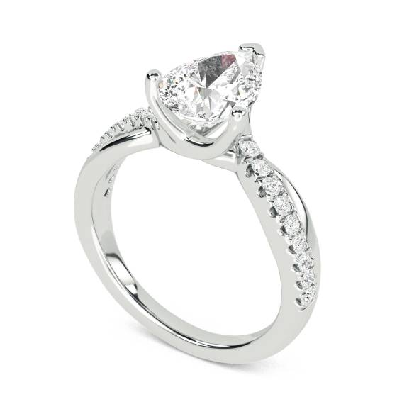 Infinity Pear & Round Diamond Engagement Ring