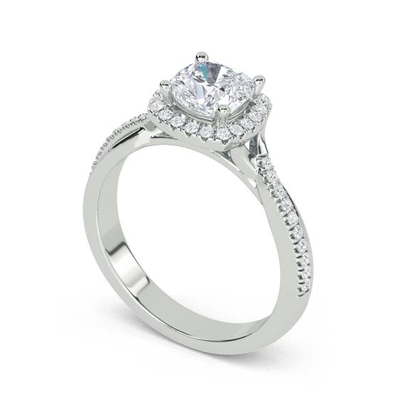 Cushion Diamond Single Halo Shoulder Set Ring