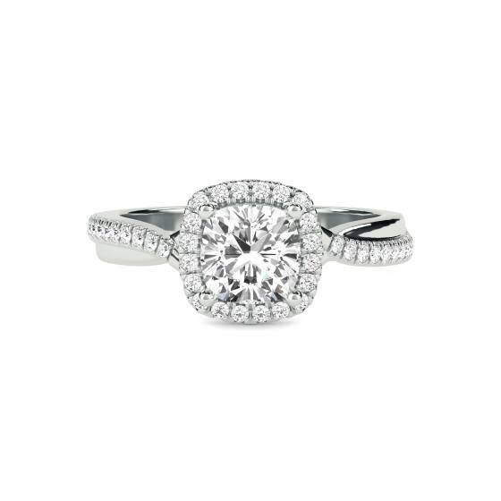 Cushion Diamond Single Halo Shoulder Set Ring