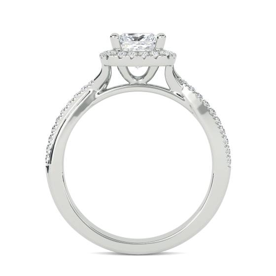 Princess Diamond Single Halo Shoulder Set Ring