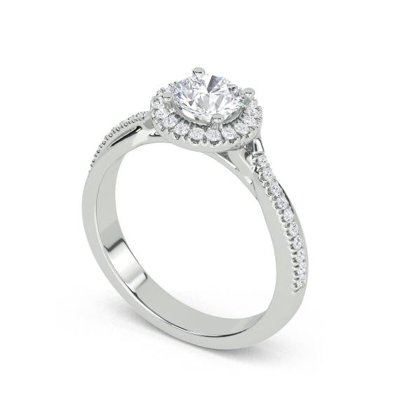 Round Diamond Single Halo Infinity Shoulder Set Ring