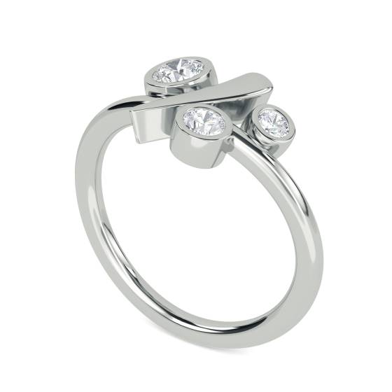 Unique Round Diamond Bezel Set Bubble Dress Ring