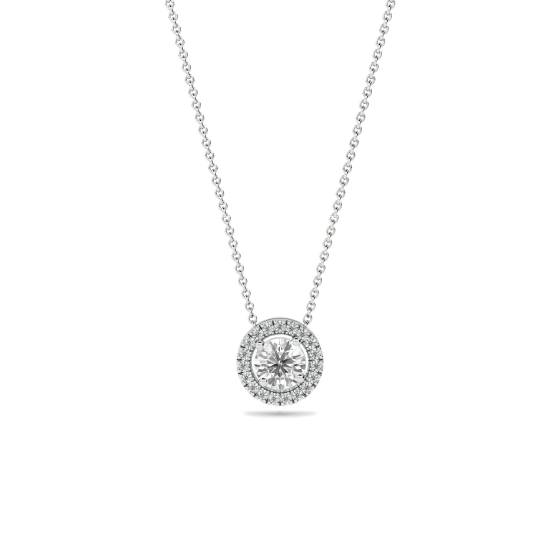 Round Diamond Single Halo Pendant