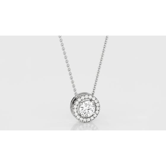 Round Diamond Single Halo Pendant