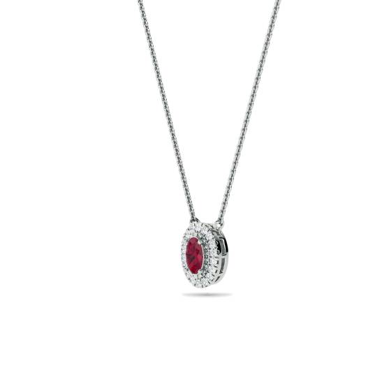 Oval Shaped Ruby and Diamond Pendant