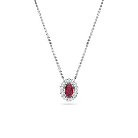 Oval Shaped Ruby and Diamond Pendant