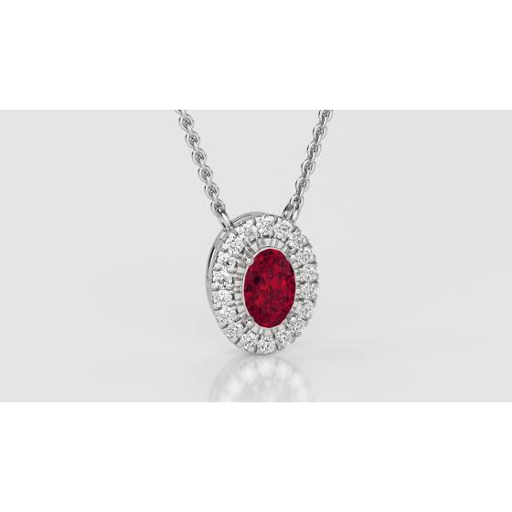 Oval Shaped Ruby and Diamond Pendant