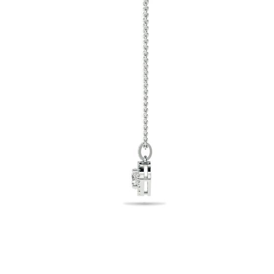 Pave Set Round Diamond Single Halo Pendant