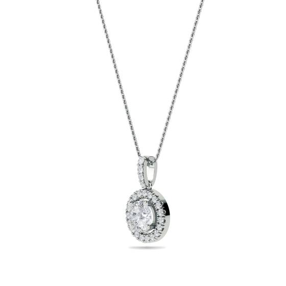 0.85ct Round Diamond Single Halo Pendant