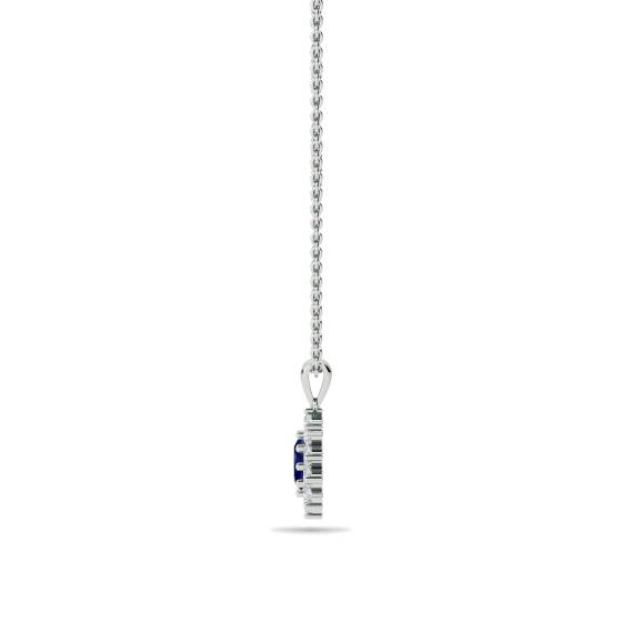 Oval Shaped Blue Sapphire and Diamond Pendant