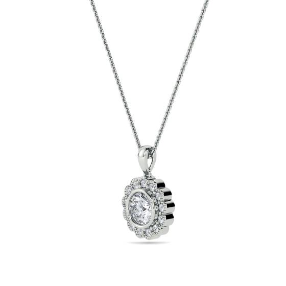0.50ct Round Diamond Single Halo Pendant