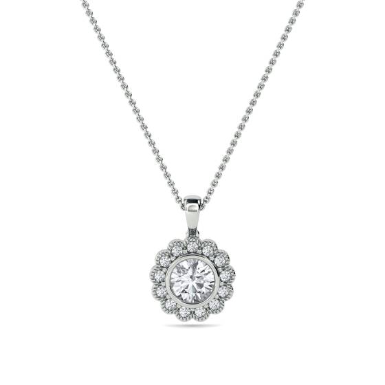 0.50ct Round Diamond Single Halo Pendant