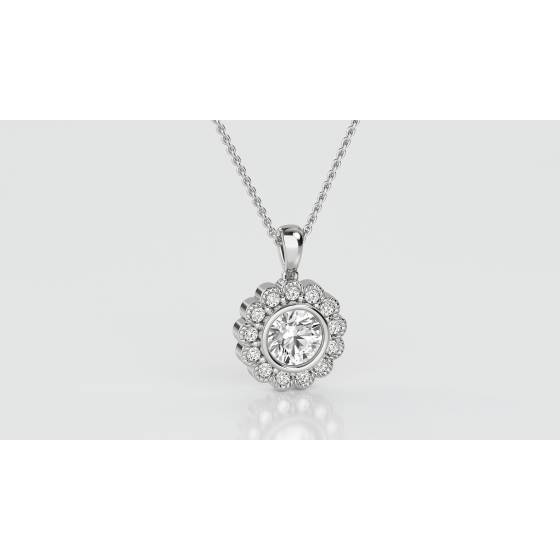 0.50ct Round Diamond Single Halo Pendant