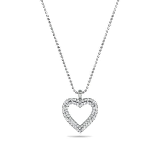 Classic Round Diamond Heart Pendant