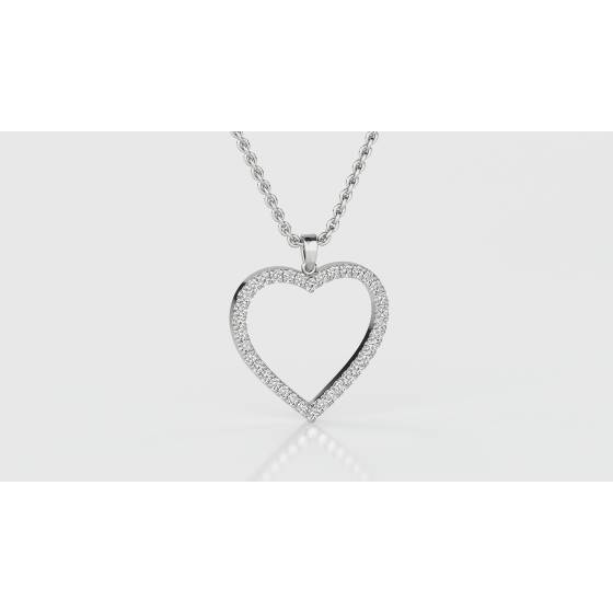 Classic Round Diamond Heart Pendant